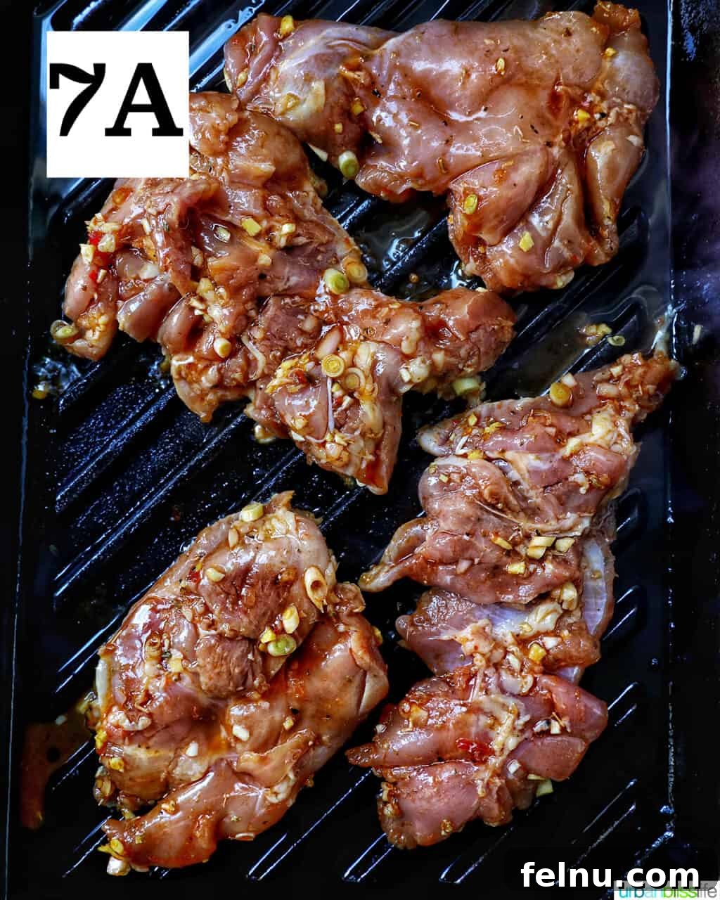 Thai Lemongrass Chicken
Delicious Thai Lemongrass Chicken Recipe 11 Chicken thighs cooking on a hot grill pan, developing a beautiful sear.