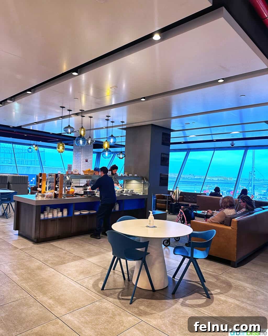 Four-Day New York City Getaway 37 Alaska Airlines Lounge at JFK Airport Buffet and Seating