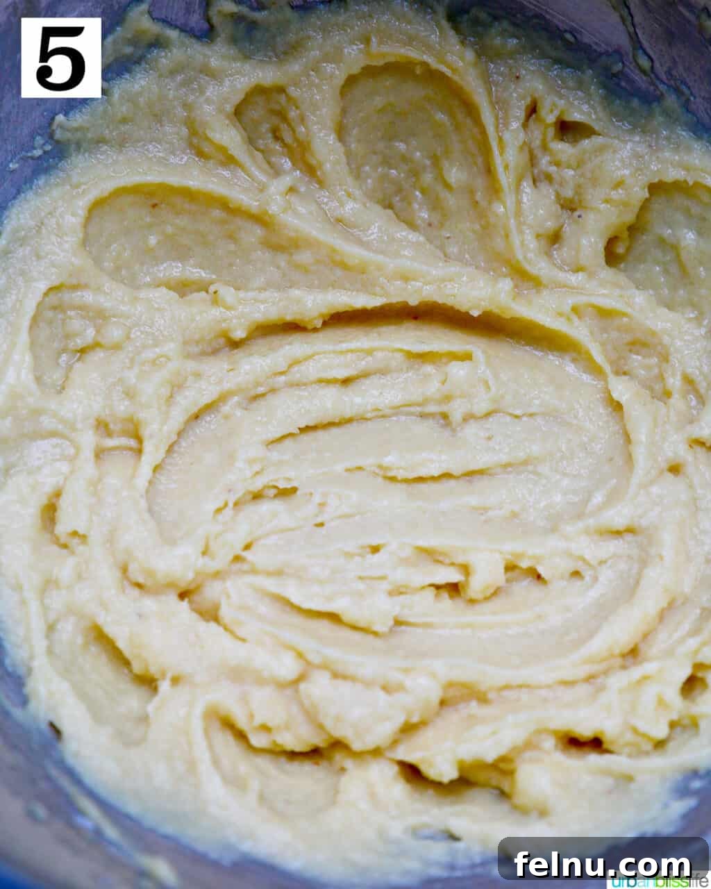 A close-up of the creamy almond frangipane filling.