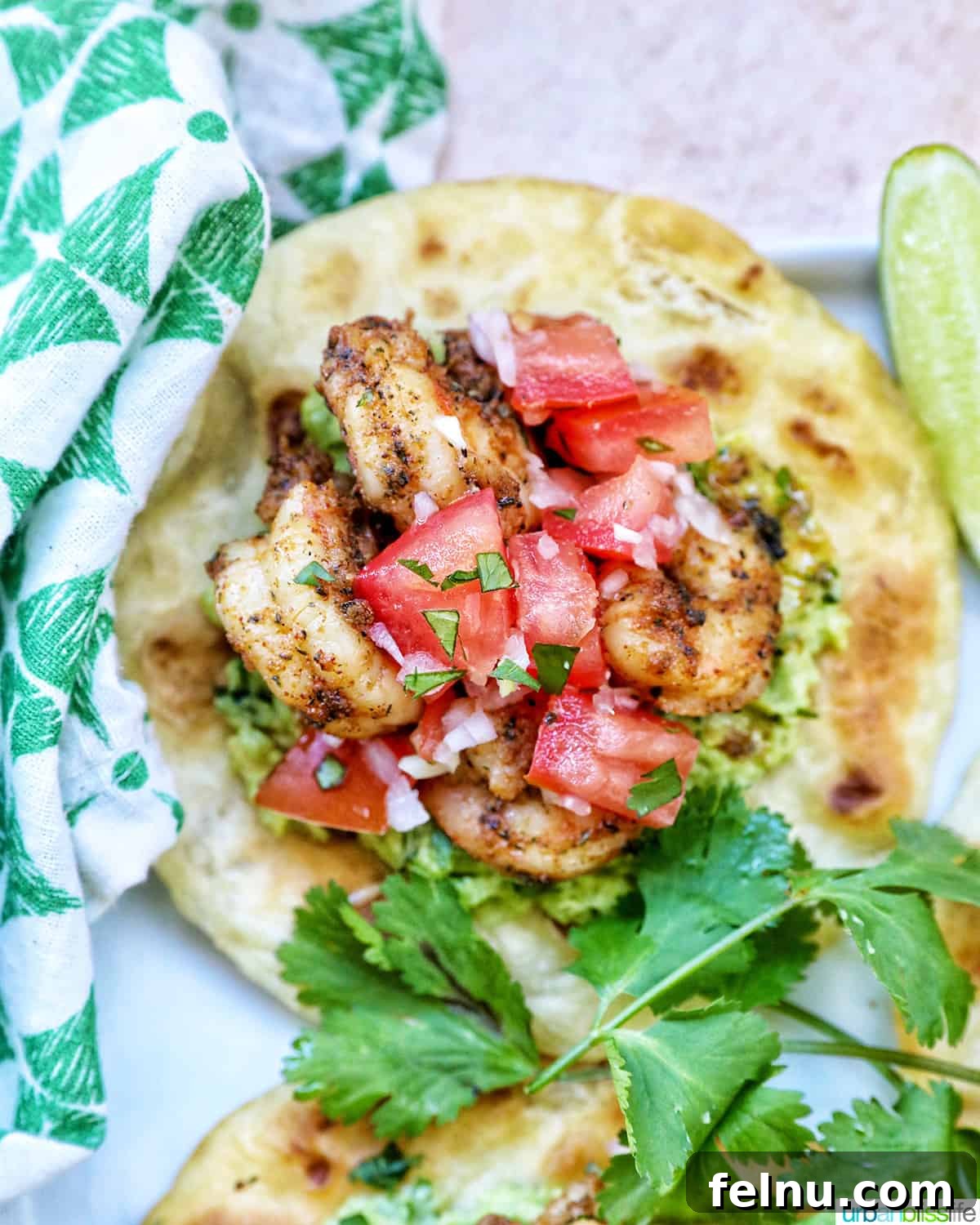 Single shrimp tostada.