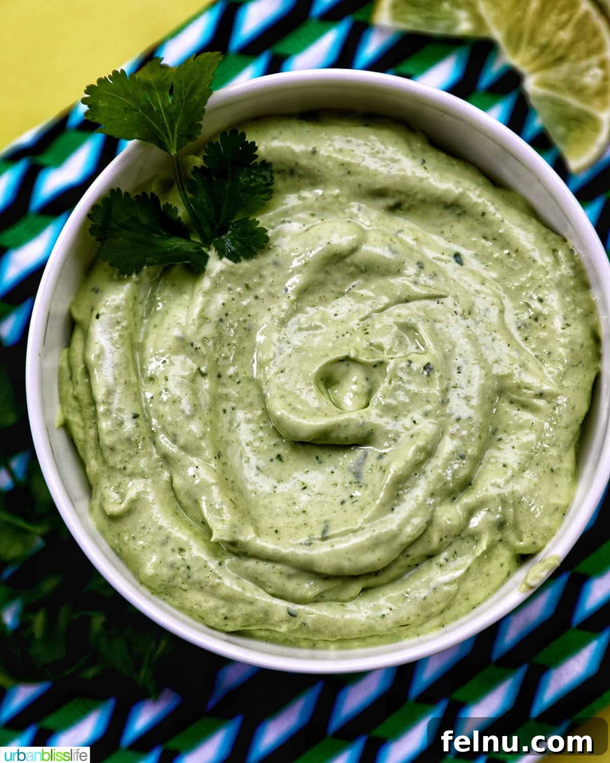 Avocado-Lime Crema, Cilantro Kissed 2 Bowl of Avocado Cilantro Lime Crema