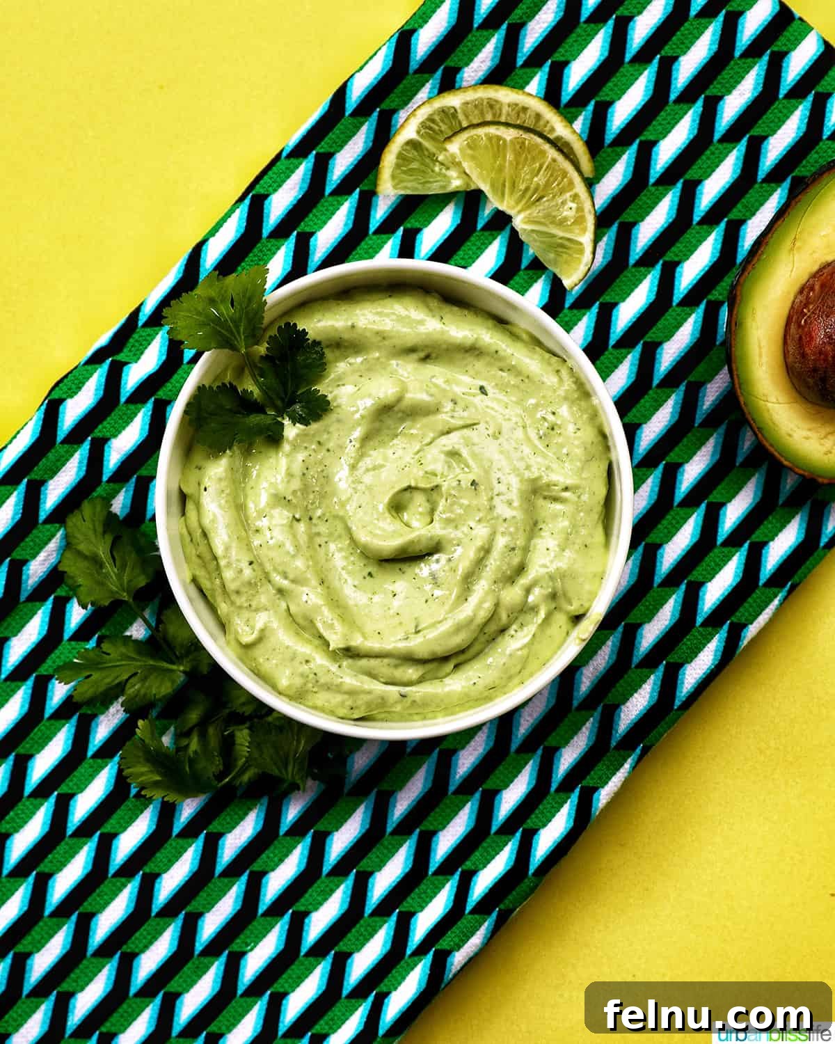 Avocado-Lime Crema, Cilantro Kissed 3 Avocado Cilantro Lime Crema with Avocado Slices