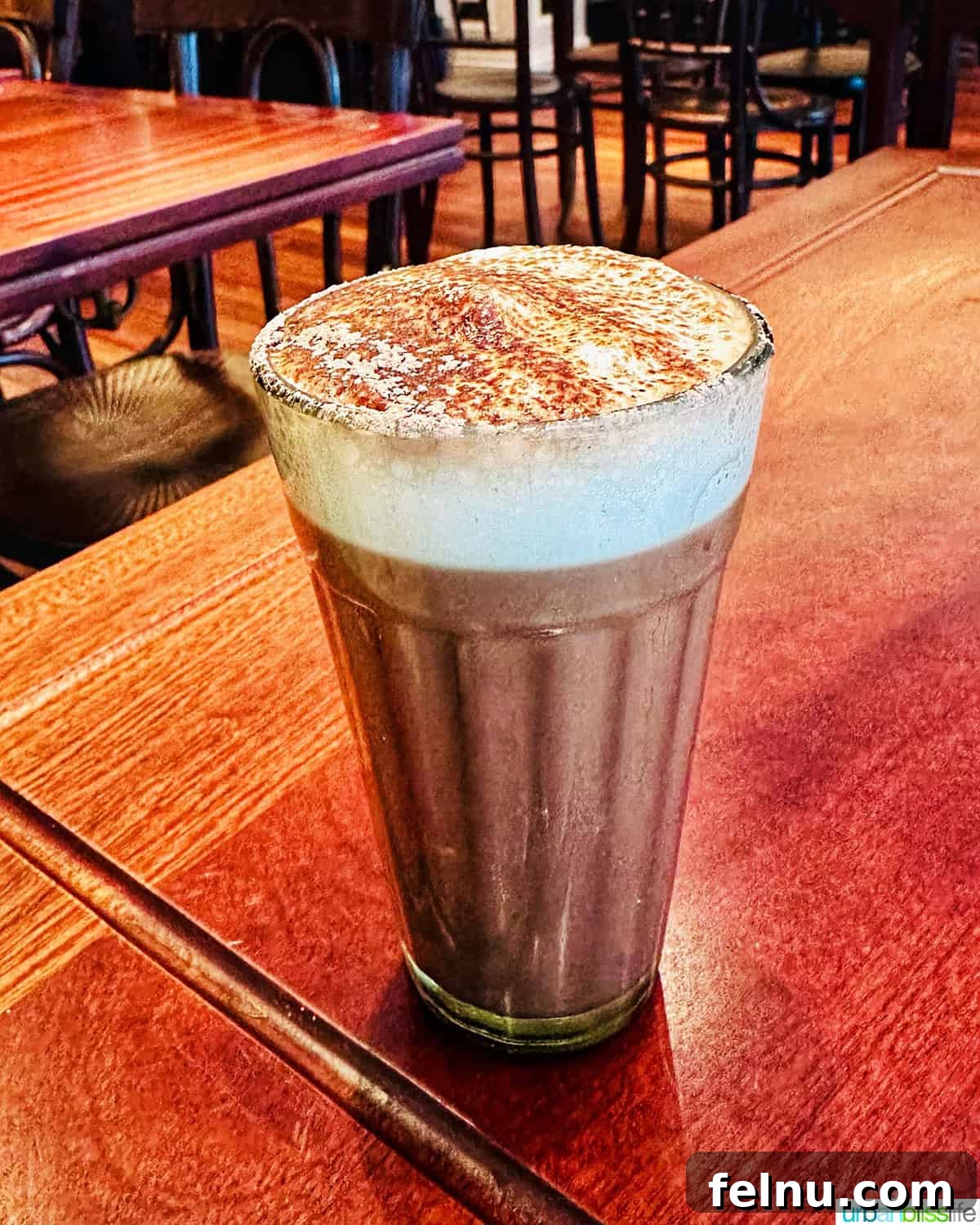 A Covent Garden Breakfast: A Dishoom Delight 4 A steaming cup of Chocolate Chai at Dishoom restaurant in London, England.