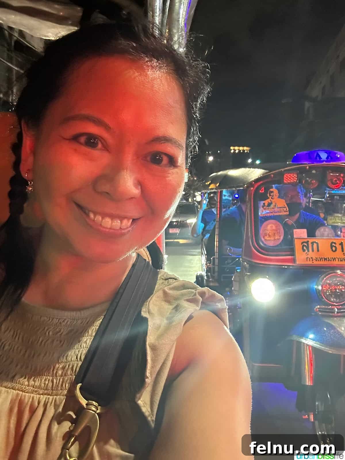 Must-Try Thai Dishes 5 Marlynn in a tuk tuk in Bangkok Thailand.