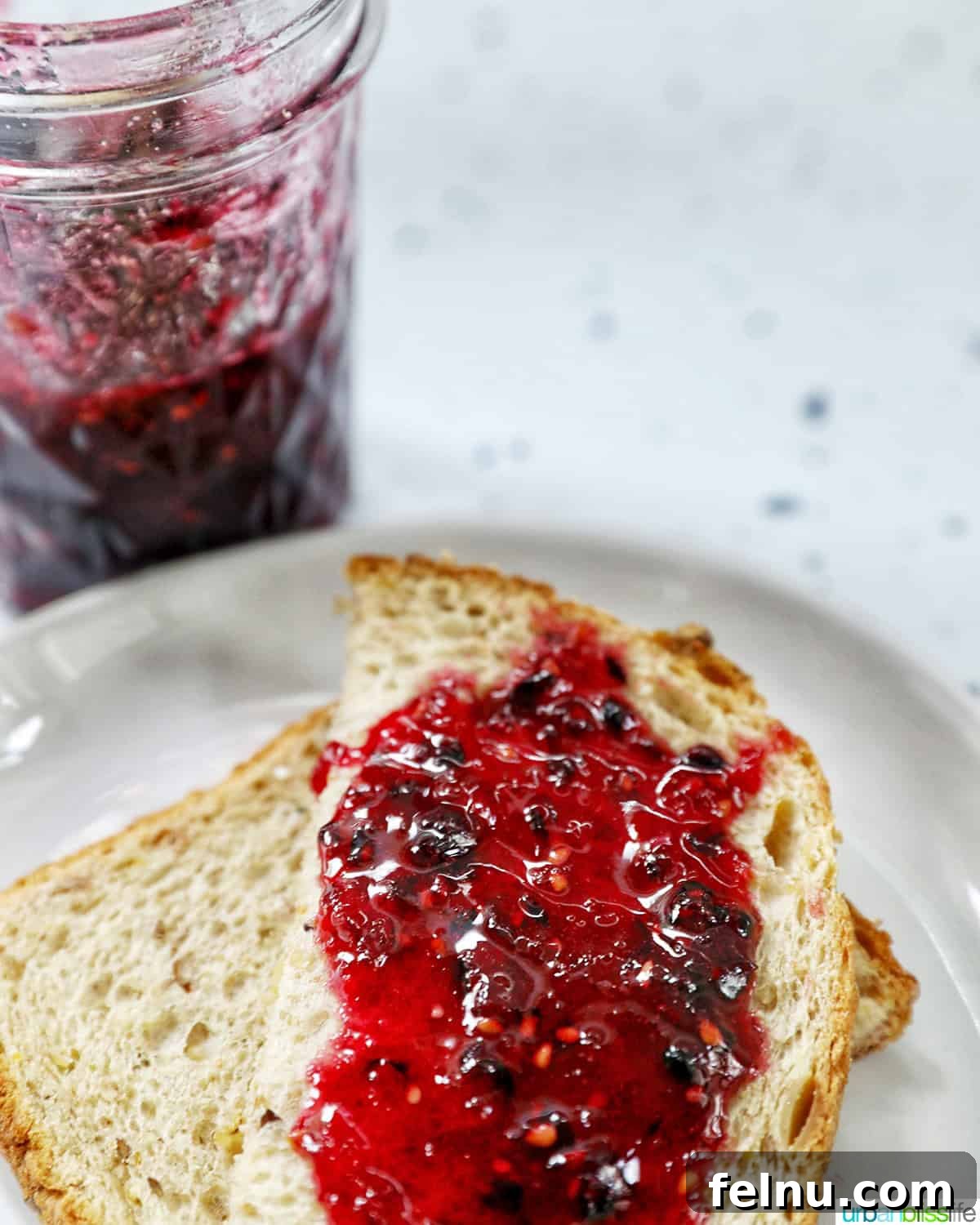 Homemade No-Cook Blackberry Jam 18 blackberry jam on toast.