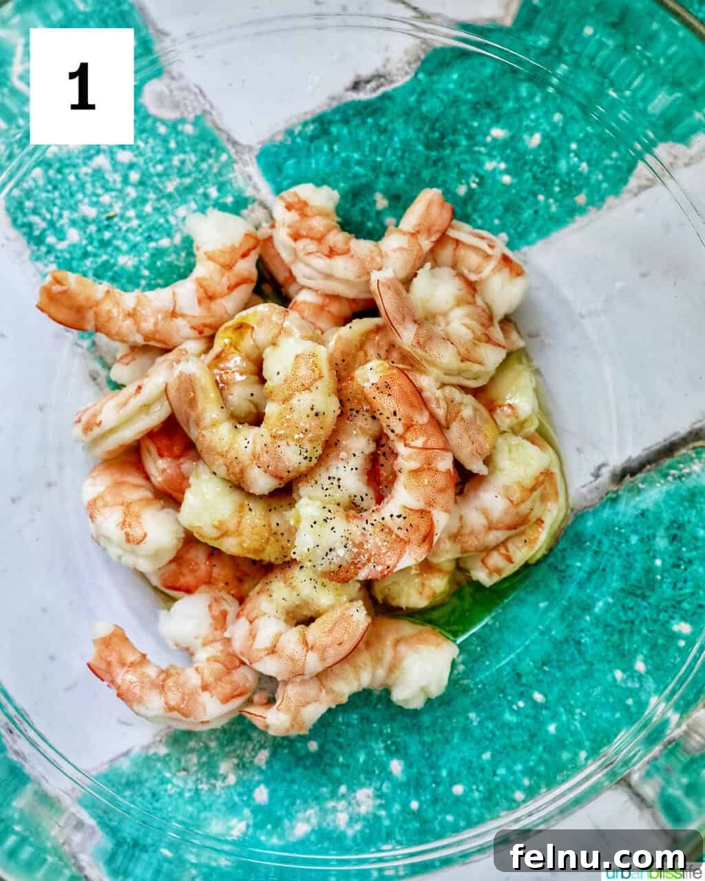 Mango Avocado Shrimp Salad 5 A bowl of perfectly cooked prawns ready for the salad