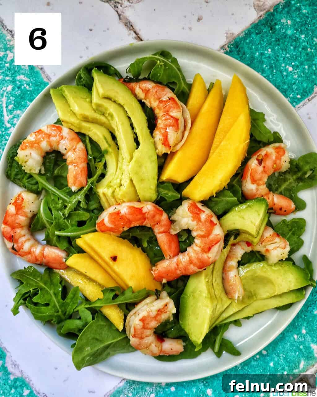 Mango Avocado Shrimp Salad 10 The salad now topped with succulent prawns