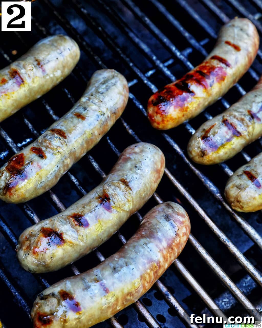 Grilled Bratwurst Bliss 6 Brats cooking on a grill