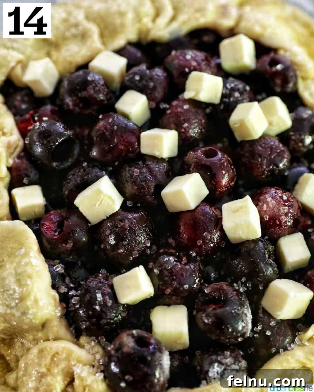 Cherry Bliss Galette 18 Butter cubes on top of cherry filling