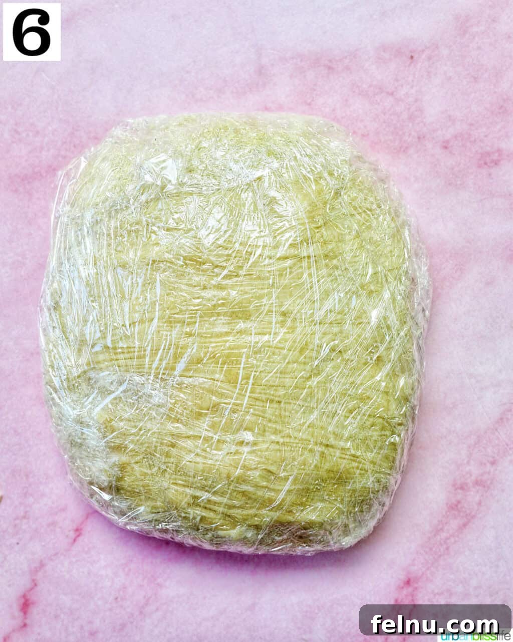 Pie dough wrapped in plastic wrap