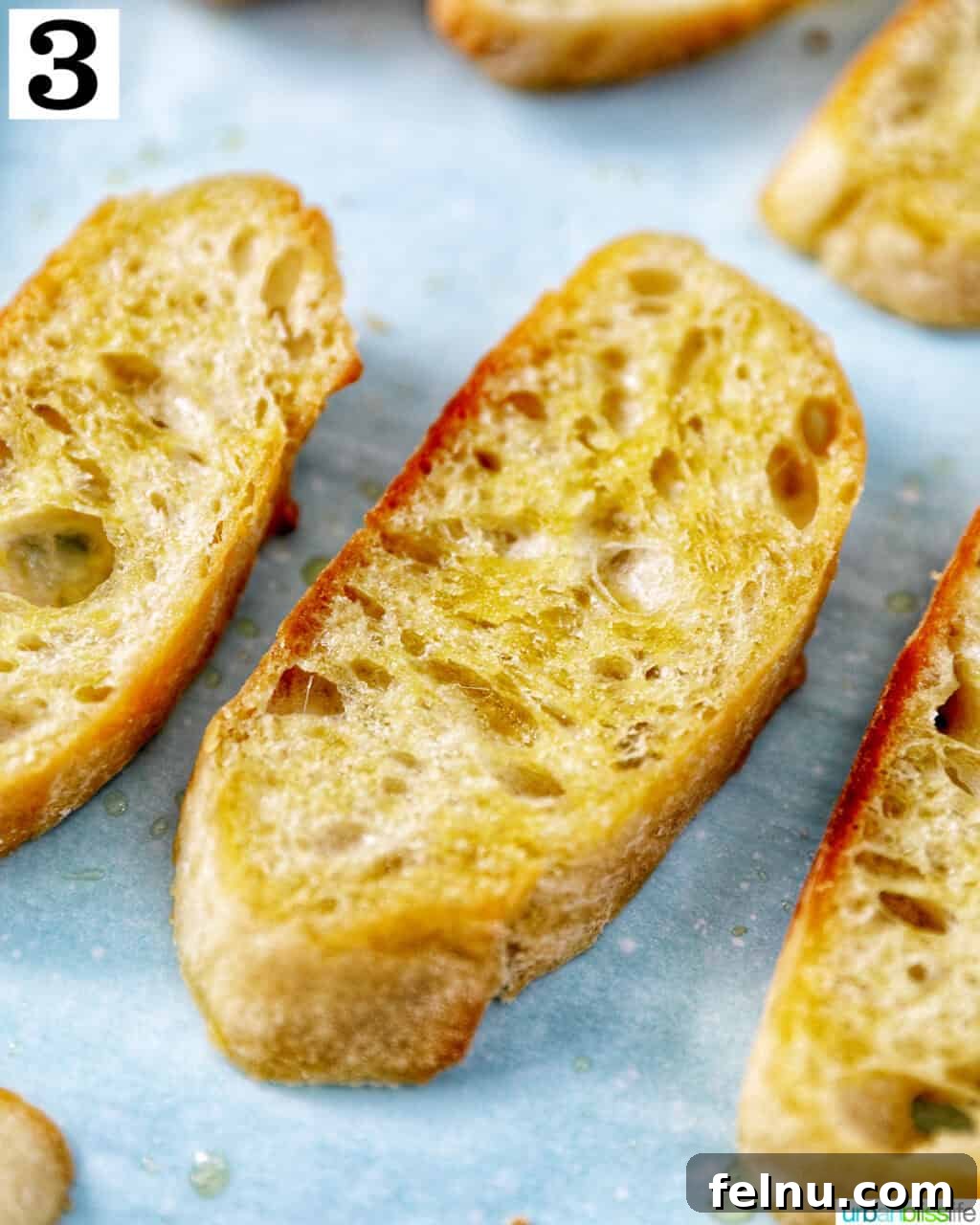 Steak Bites on Toasted Bread 5 Baked baguette slices for crostini