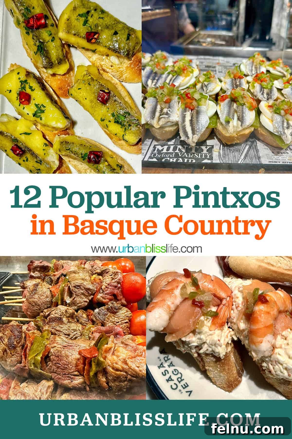 12 Essential Pintxos to Taste 2 A vibrant display of various traditional and modern pintxos, showcasing the rich culinary scene of Basque Country.