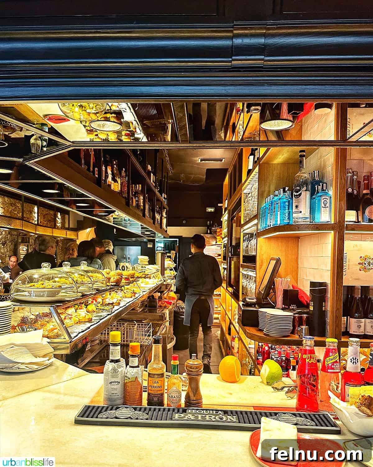 The Ultimate Pintxo Crawl: Bilbao's Best Bites 13 The stylish bar at Abando restaurant in Bilbao, showcasing its modern and upscale atmosphere.