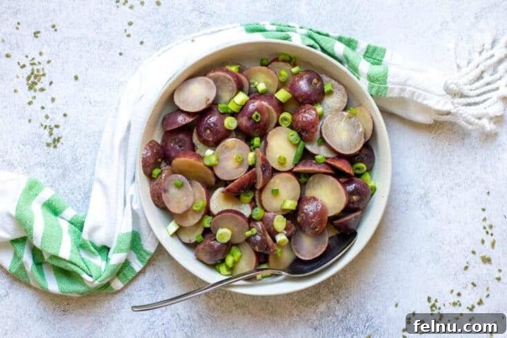 French purple potato salad with a creamy mustard dressing