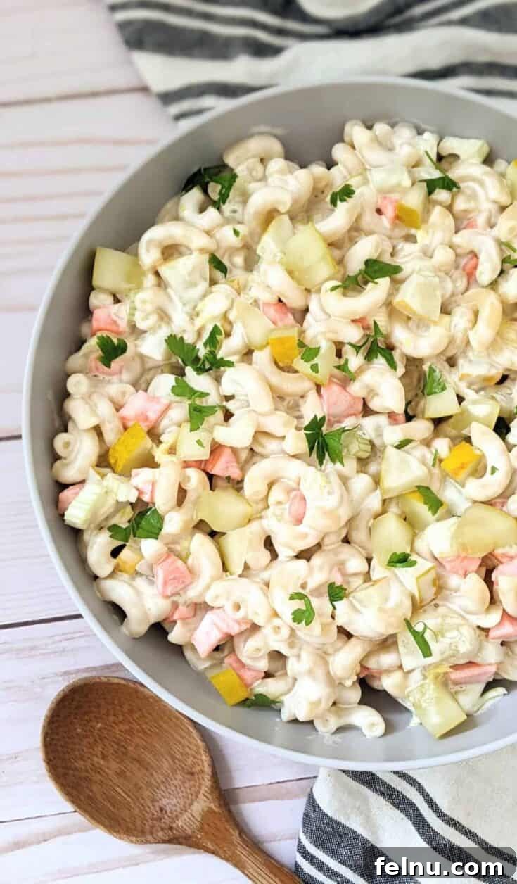 Dill pickle pasta salad with a briny and delicious dressing