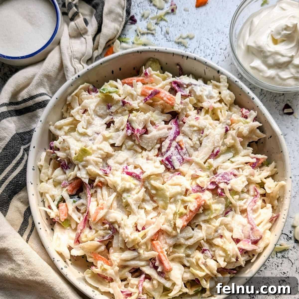 Creamy coleslaw with sour cream, no mayonnaise