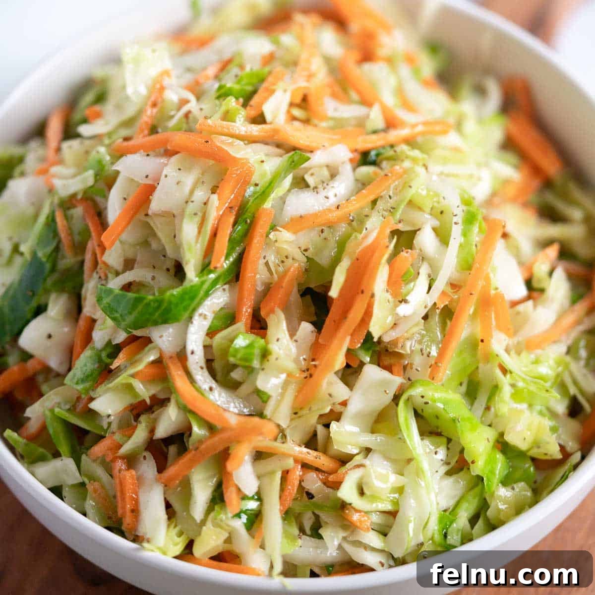 Old-fashioned coleslaw with vinegar, no mayonnaise