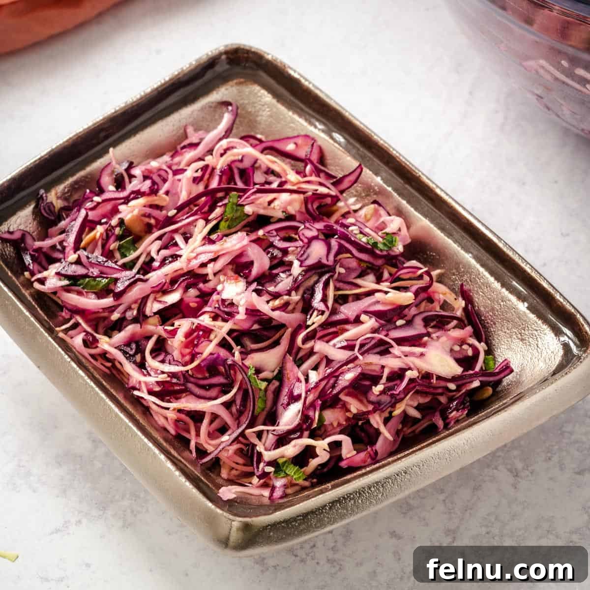 Crunch cabbage salad with fresh mint and tangy vinaigrette