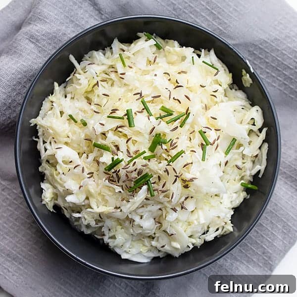 Flavorful German coleslaw (Krautsalat) with caraway seeds