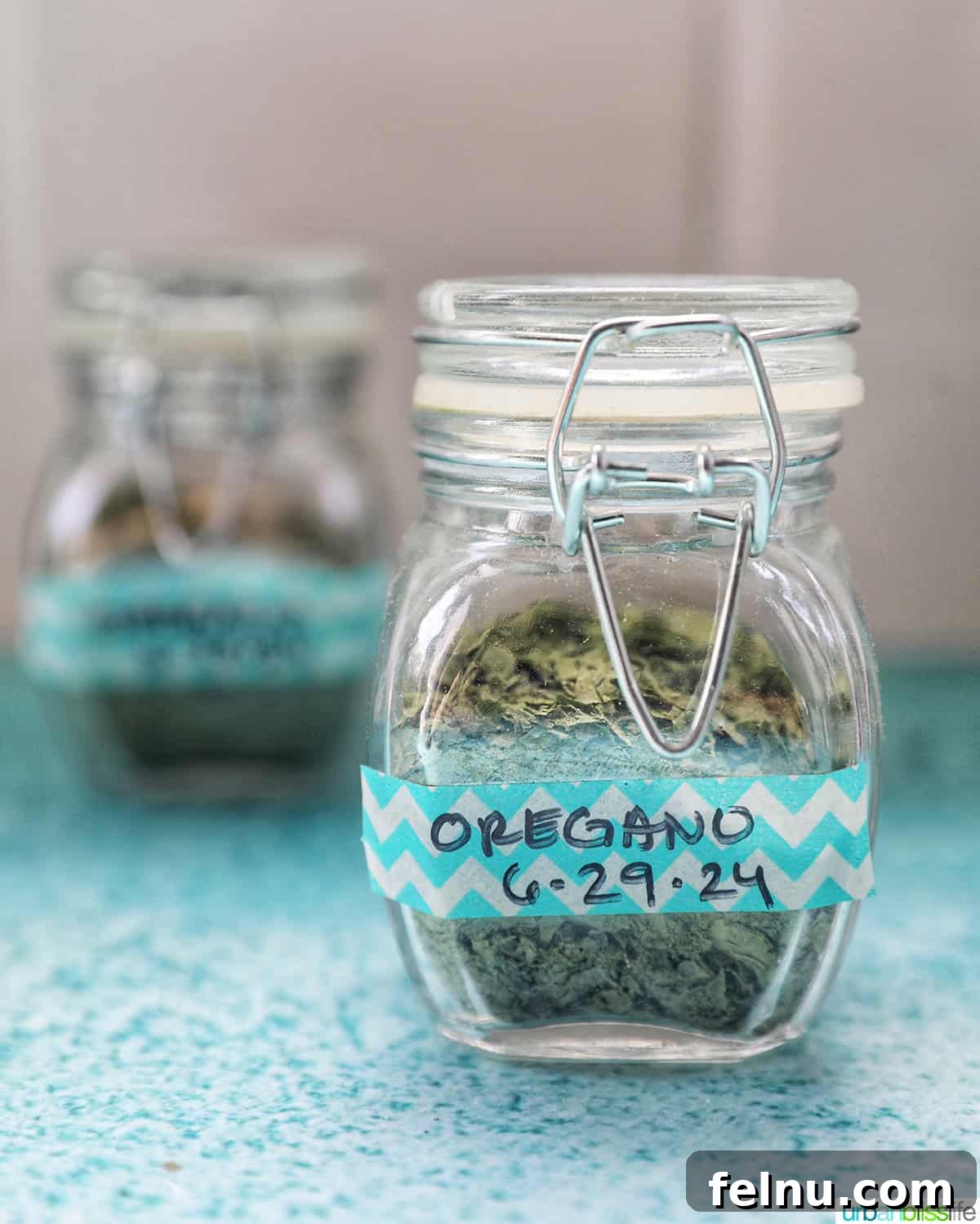 How to Dry Oregano at Home 15 dried oregano in labeles jars.