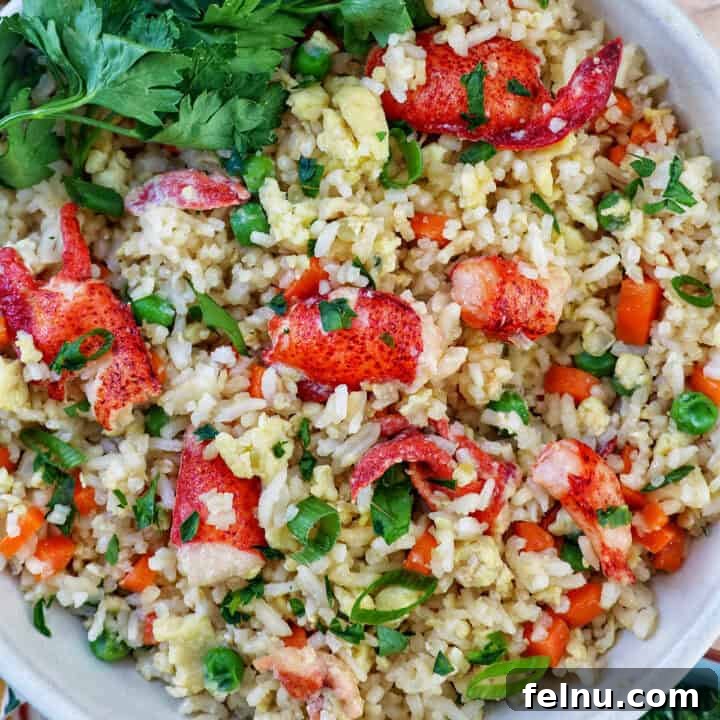 Decadent Lobster Fried Rice 18 bowl of lobster fried rice.