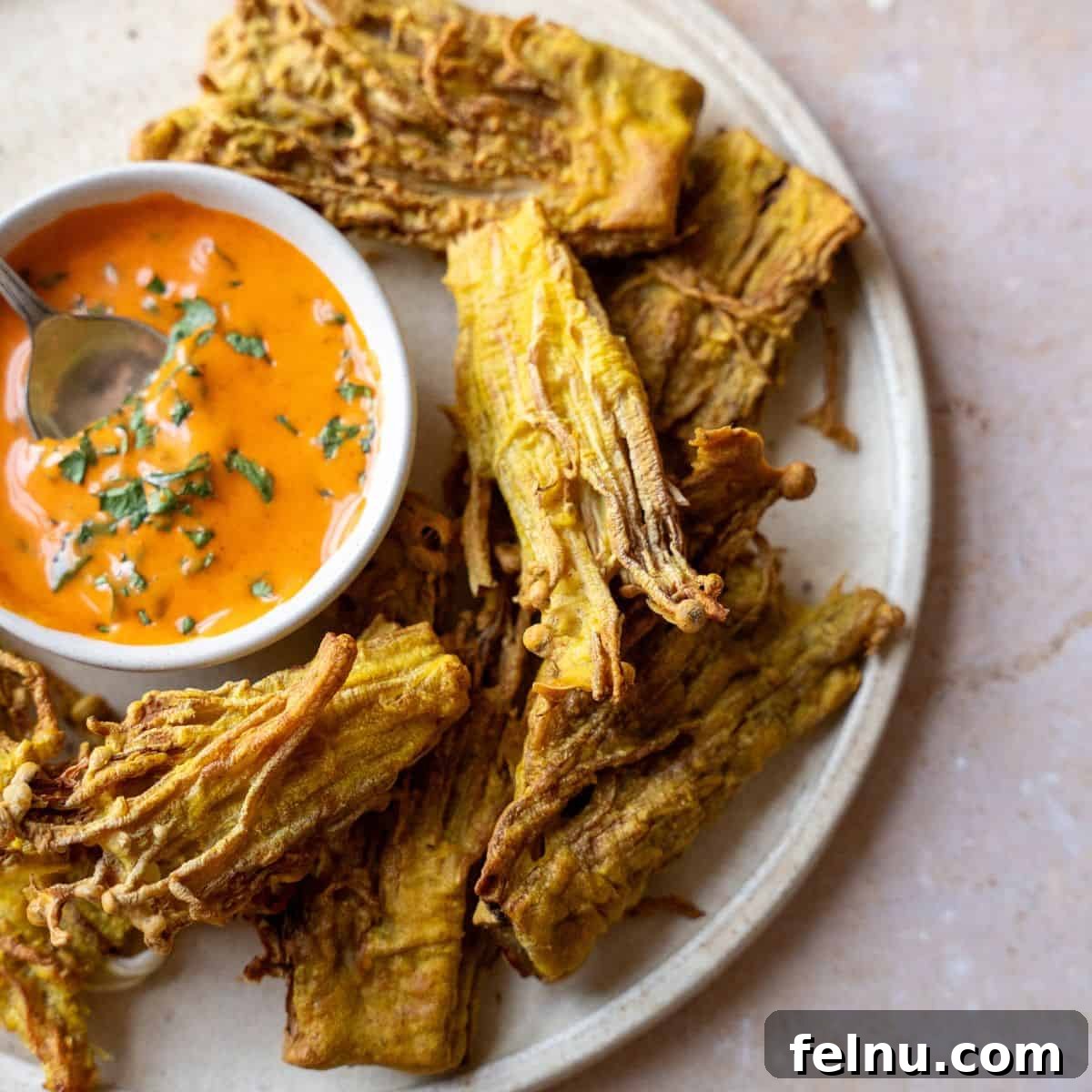 Crispy Fried Enoki Mushrooms with Spicy Dipping Sauce