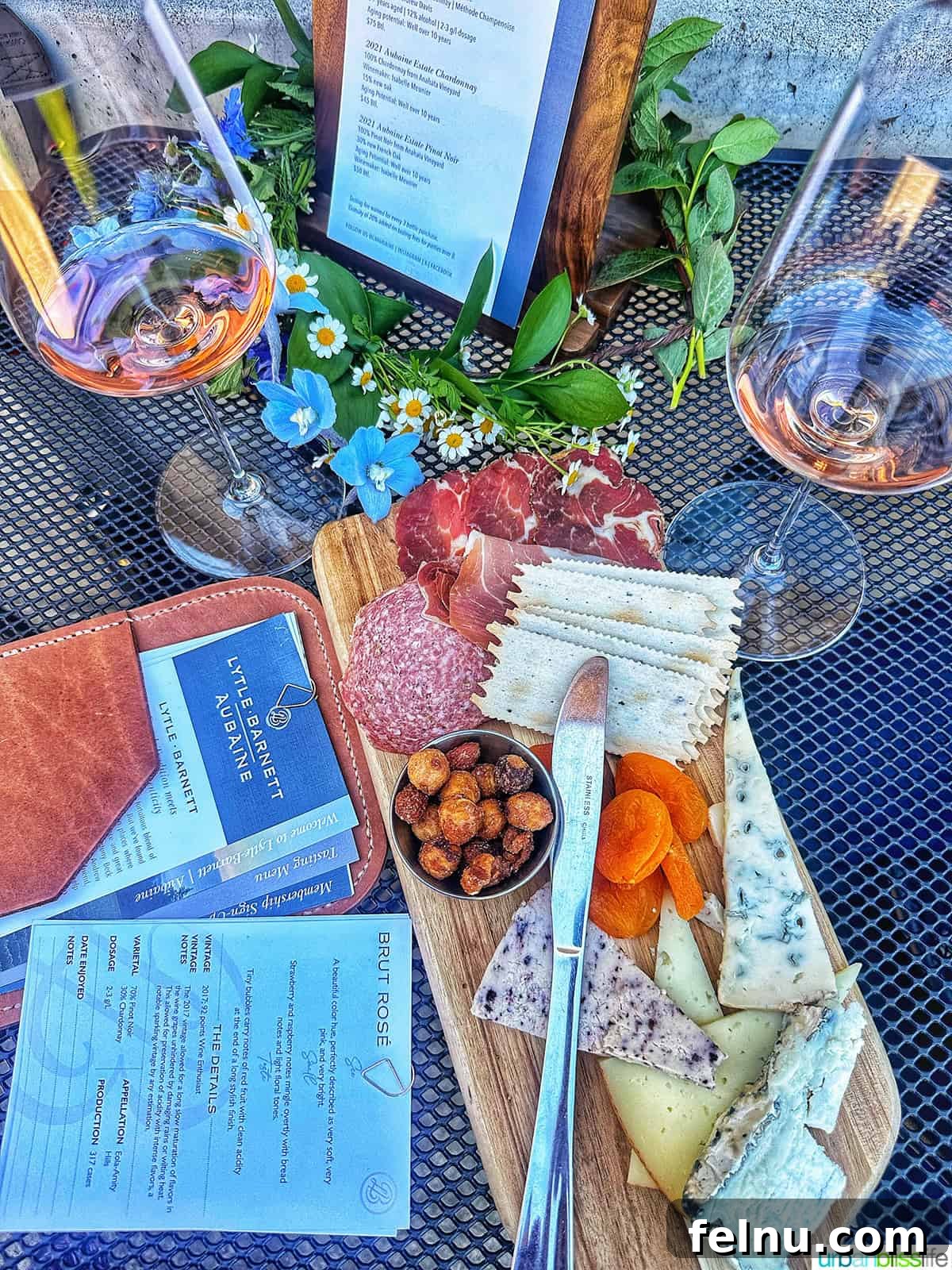 Lytle-Barnett & Aubaine Vintners Lounge 4 A beautifully arranged charcuterie board with artisanal cheeses, cured meats, and fresh fruits, perfect for pairing with wines at the Lytle-Barnett and Aubaine tasting room.