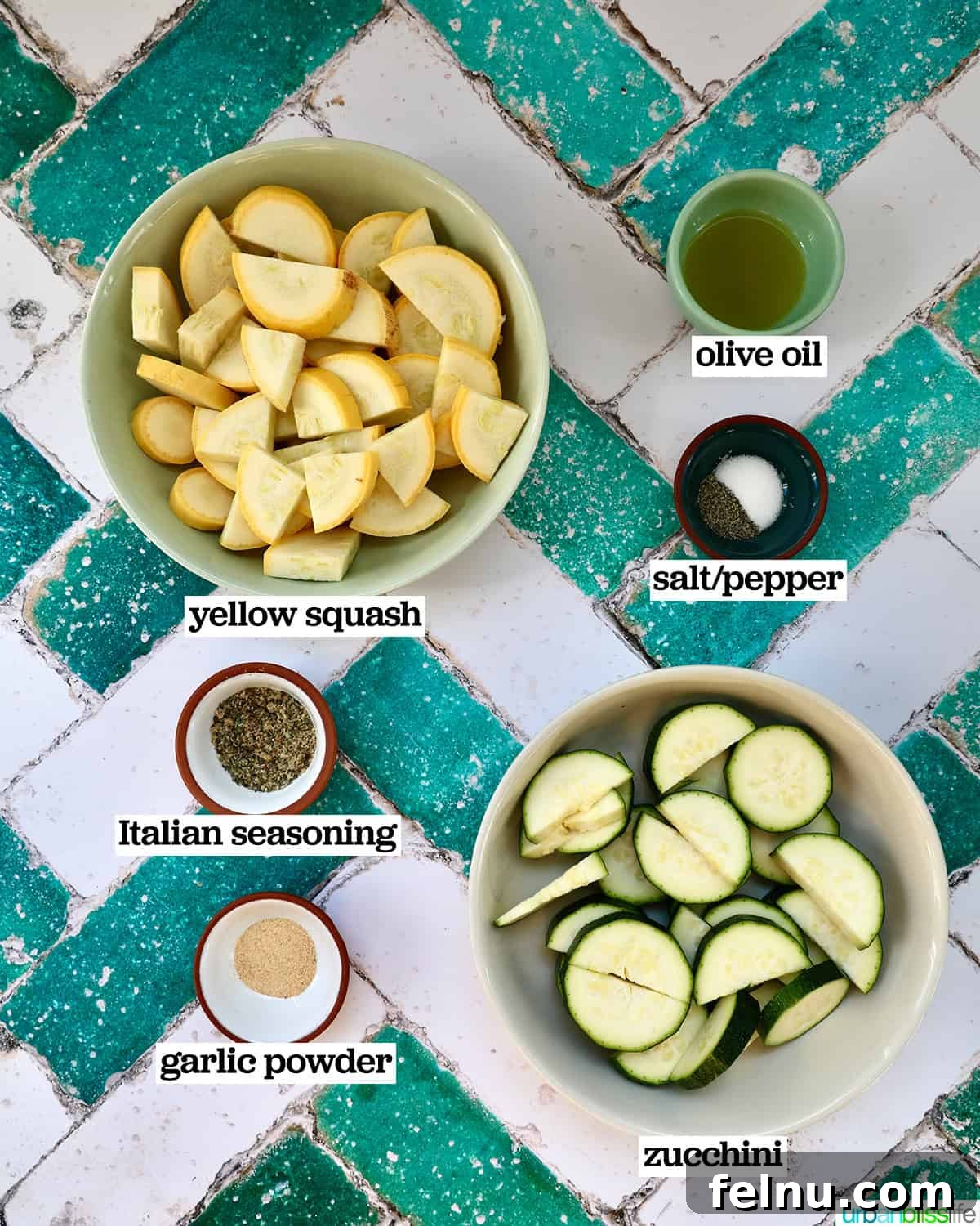 Air Fryer Zucchini and Squash Medley 4 Fresh ingredients for air fryer zucchini and squash