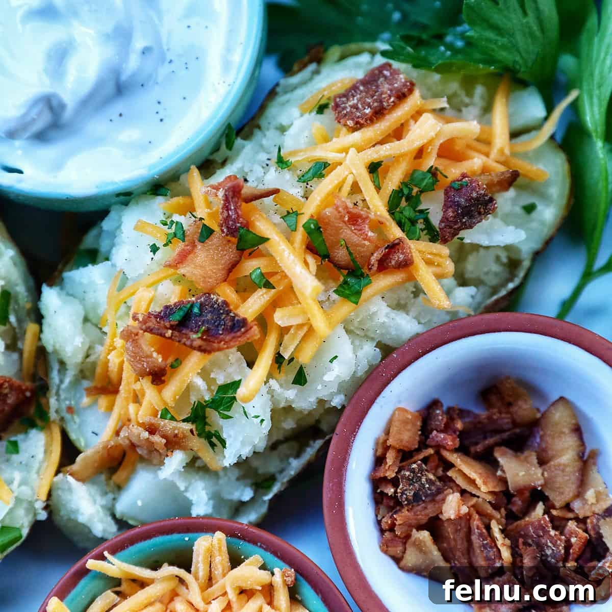 Fully loaded Air Fryer Baked Potato, a hearty and customizable dish.