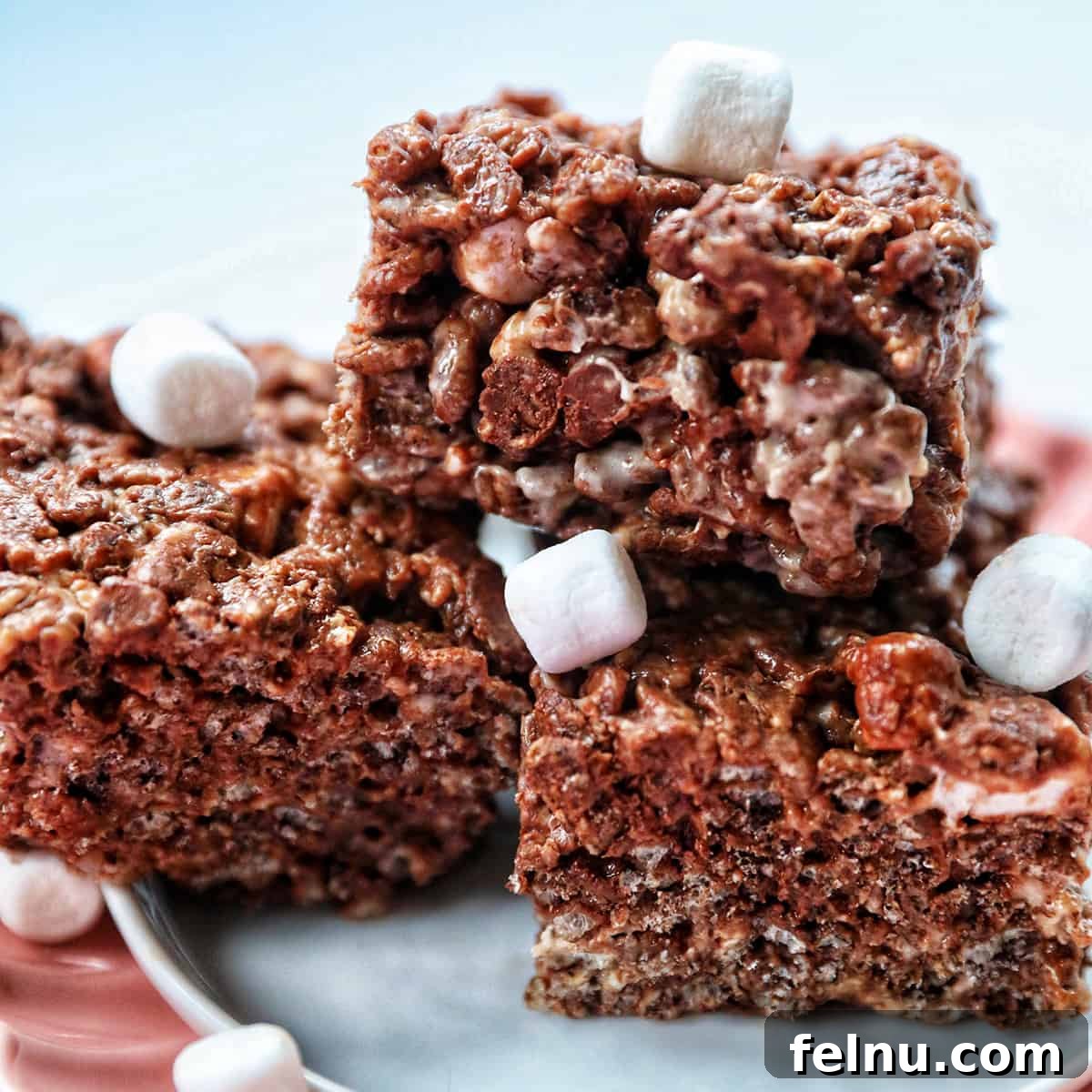 Classic Chocolate Rice Krispies Treats, a beloved dessert.