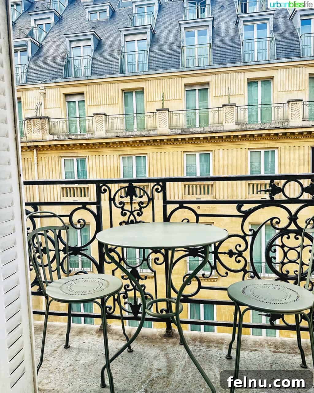 Balcony in suite at Hotel Alfred Sommier in Paris