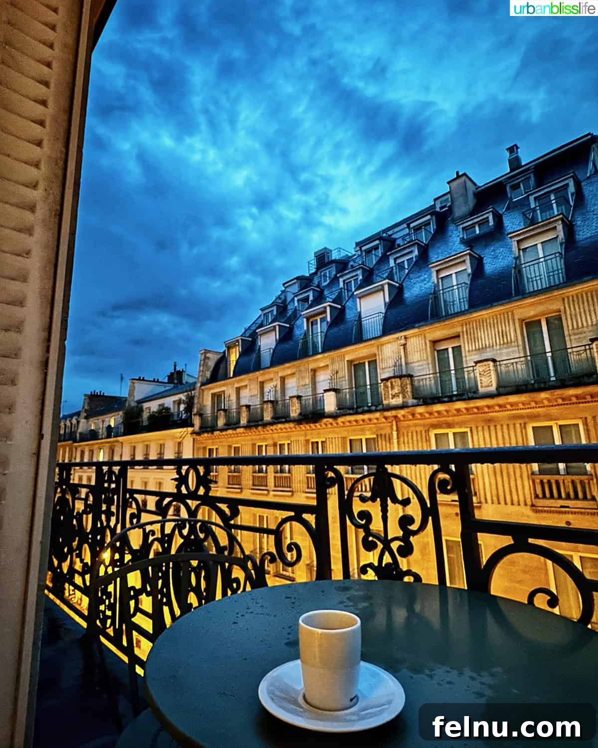 Enjoying espresso on balcony in suite at Hotel Alfred Sommier