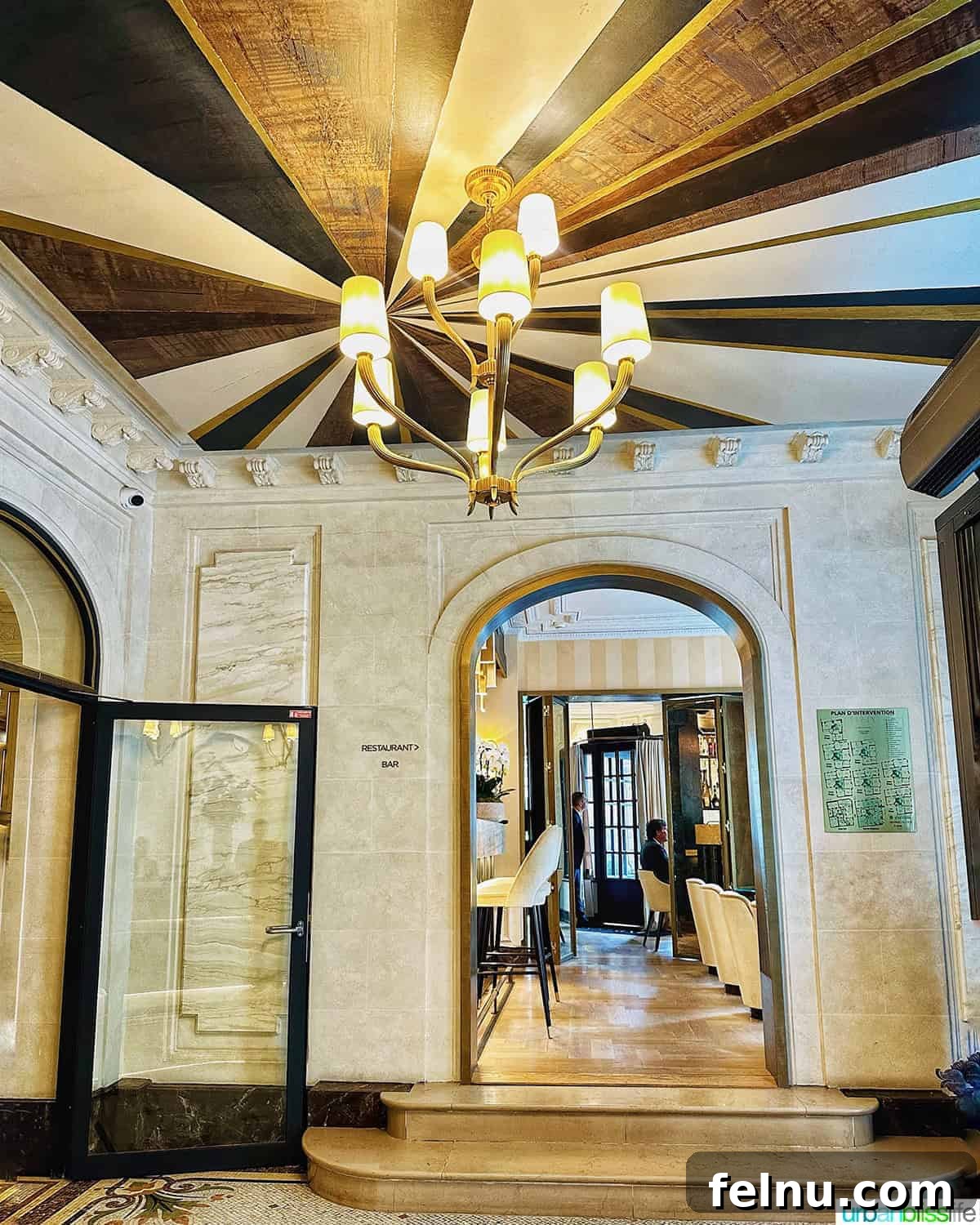 Elegant lobby of Hotel Elysia, Paris