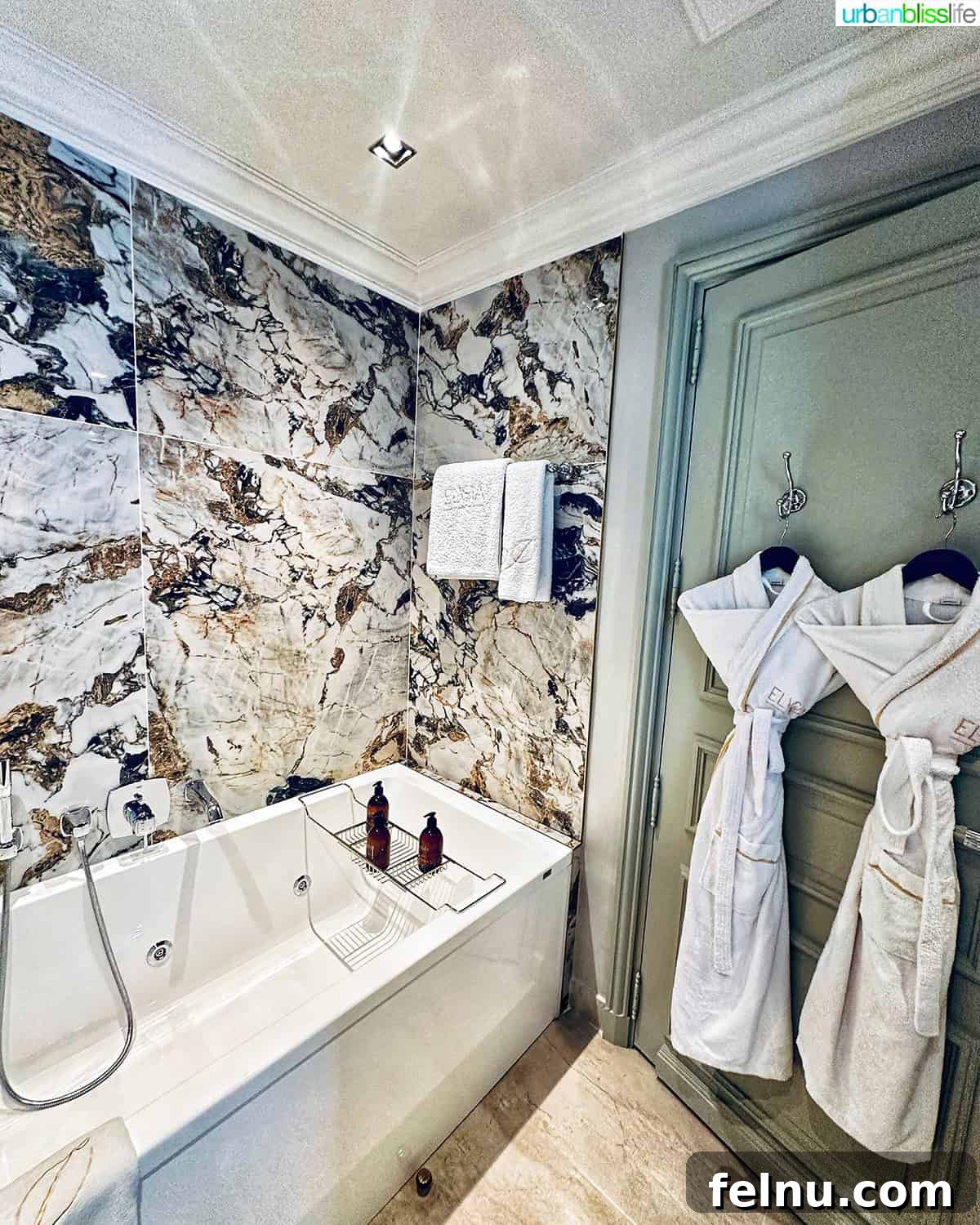 Luxurious bathroom at Hotel Elysia in Paris
