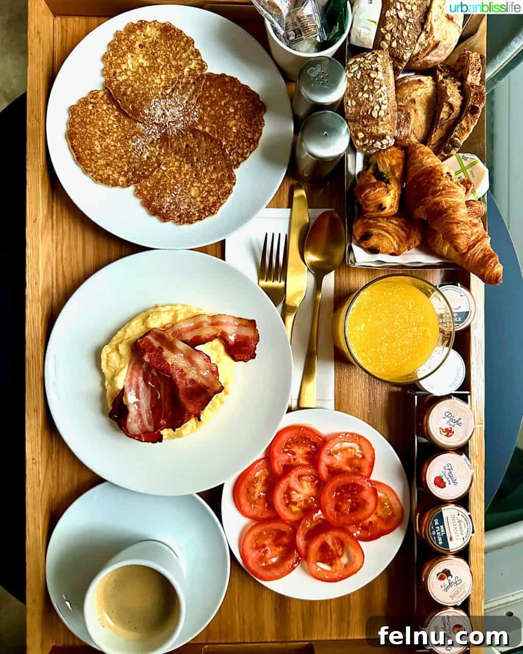 Continental breakfast at Hotel Elysia in Paris