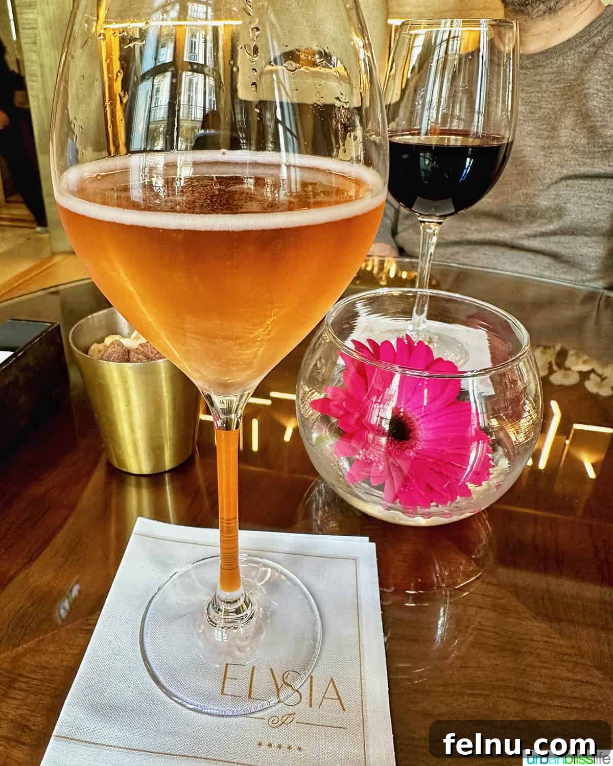 Enjoying drinks at Hotel Elysia bar, Paris