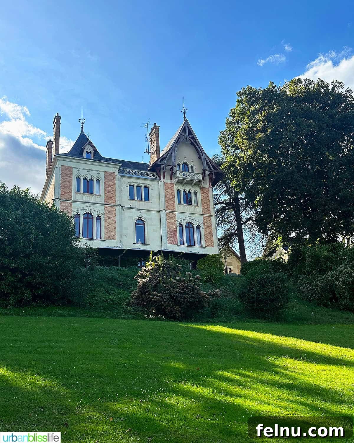 Exterior back lawn at Chateau de Valcreuse in La Roche-Posay, France