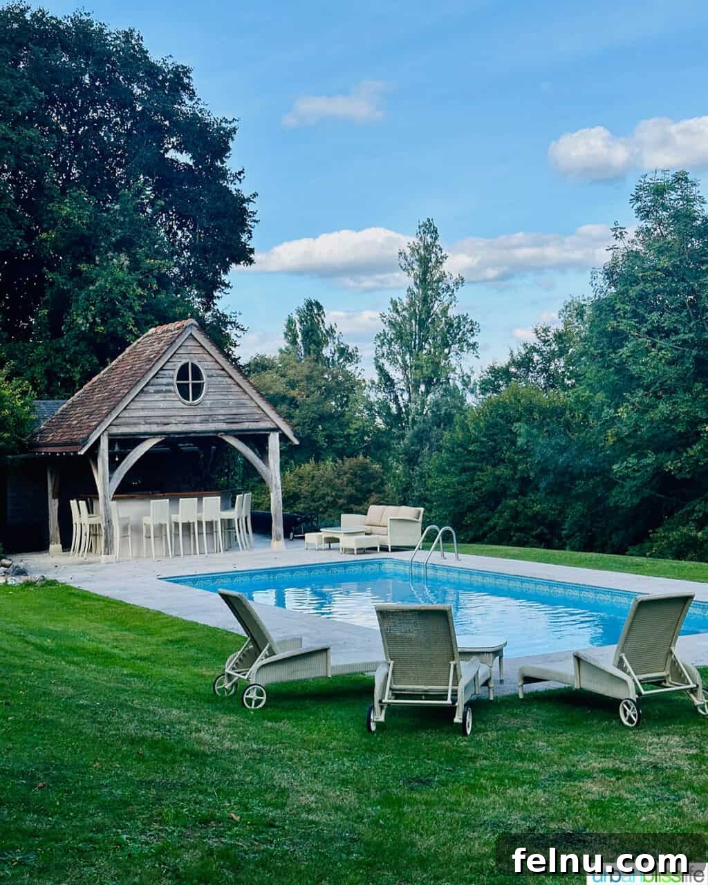 Pool area at Chateau de Valcreuse in La Roche-Posay, France
