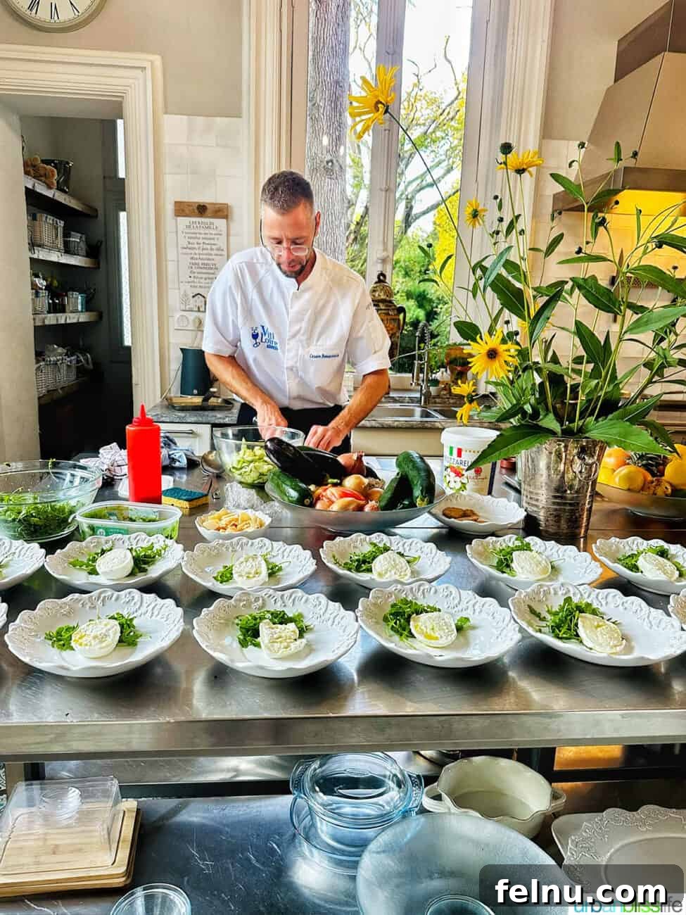 Chef preparing dinner at Chateau de Valcreuse