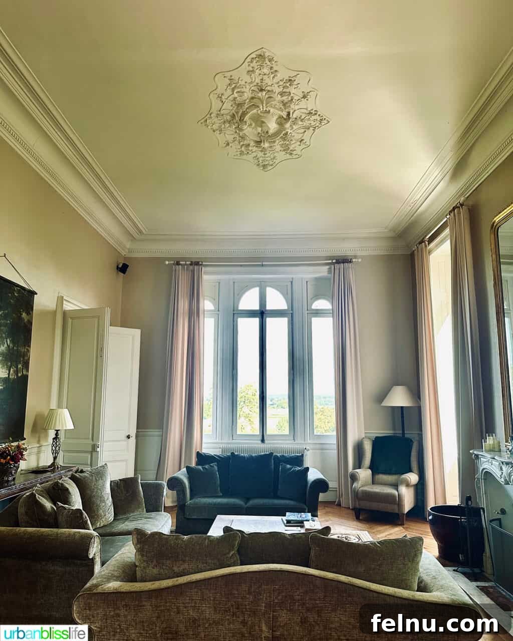 Living room at Chateau de Valcreuse in La Roche-Posay, France