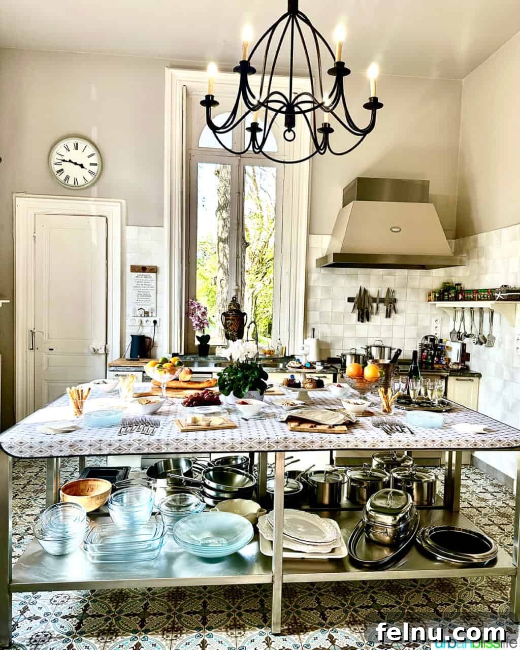 Large kitchen at Chateau de Valcreuse in La Roche-Posay, France