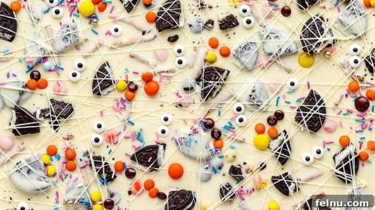 Spooky Halloween White Chocolate Candy Bark