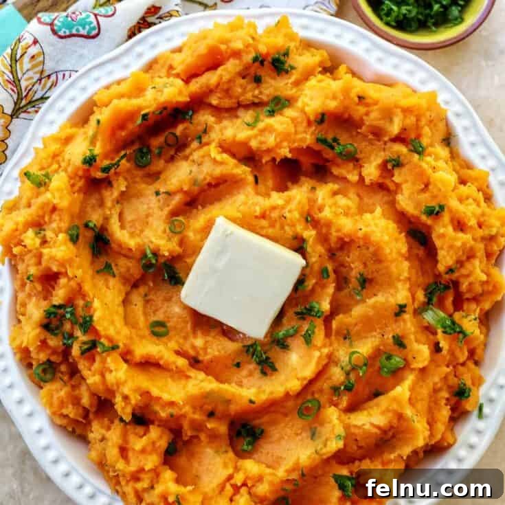 Whipped sweet potatoes, a slightly sweet and rich pairing for beef stew.