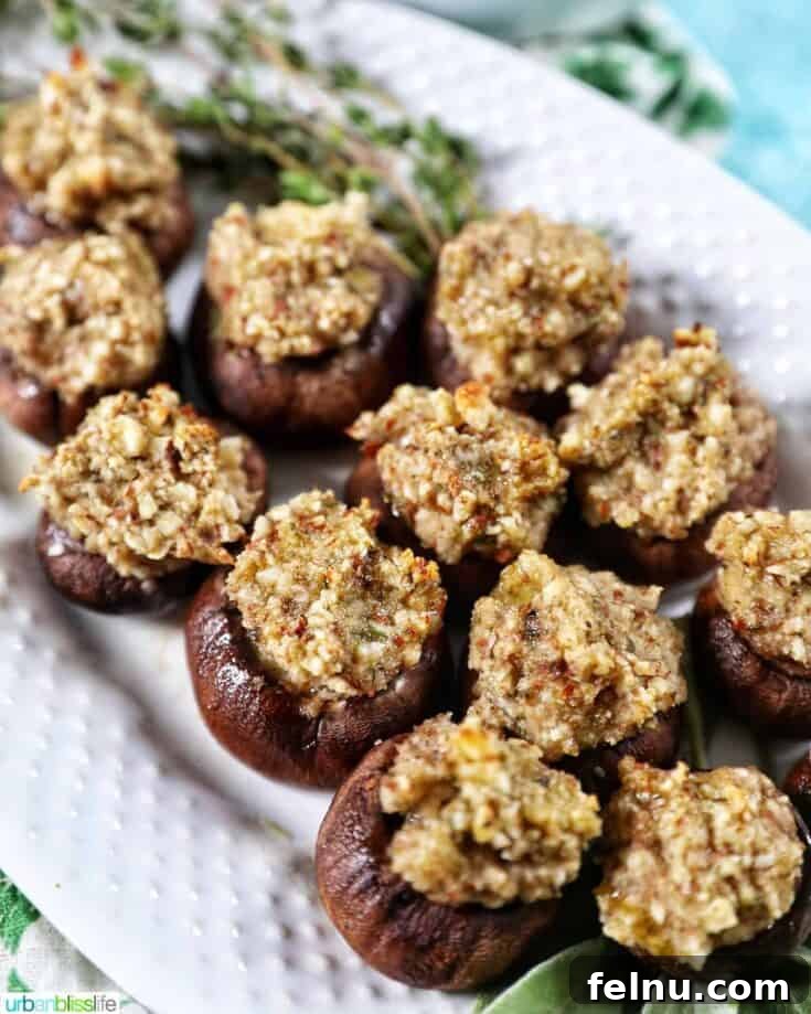 Vegan Stuffed Mushrooms - A Savory and Dairy-Free Thanksgiving Appetizer