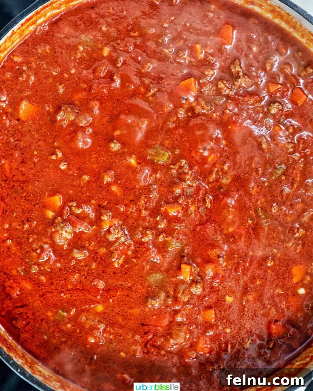 Sauce cooking for lamb ragu pappardelle