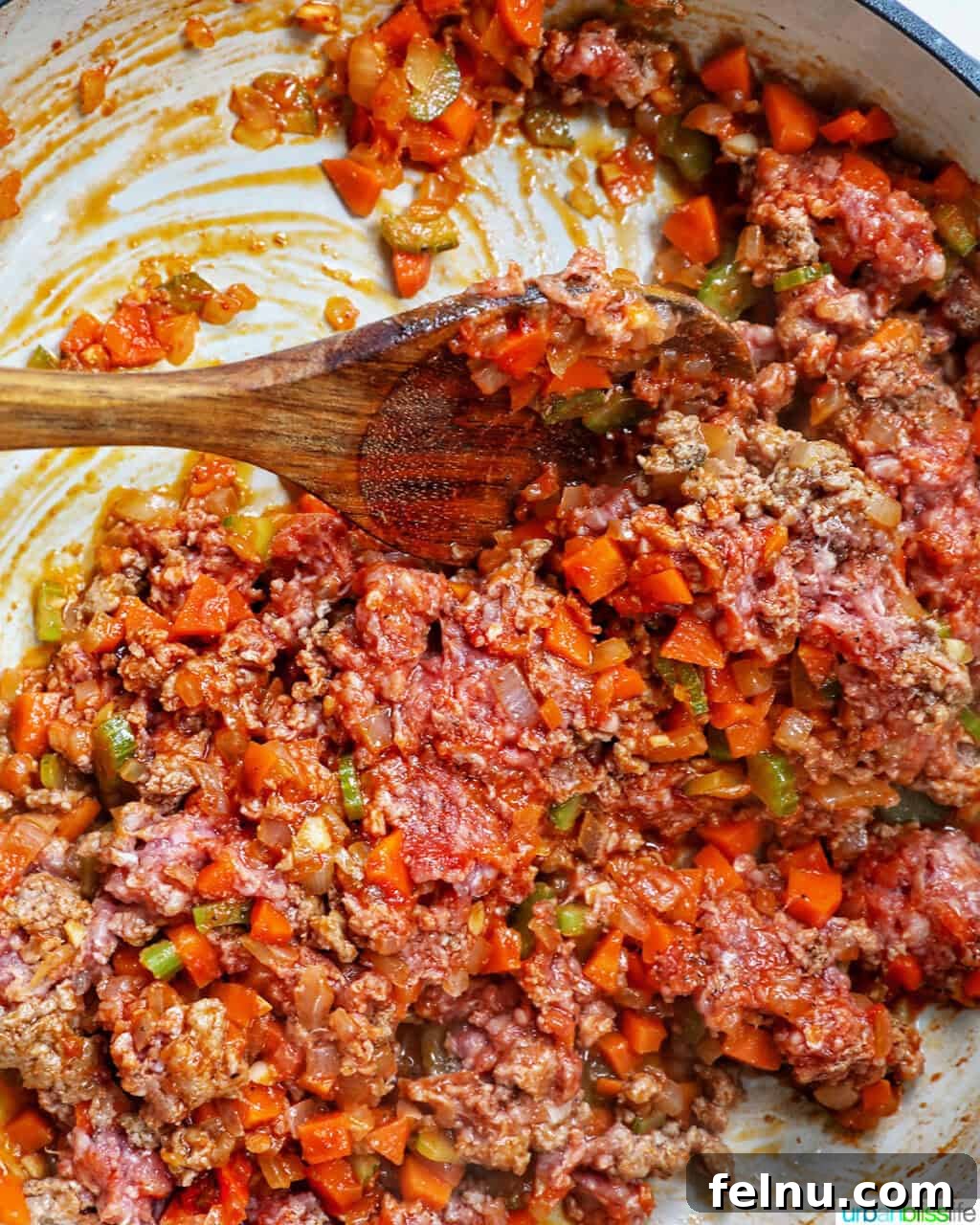 Cooking ground lamb and vegetables