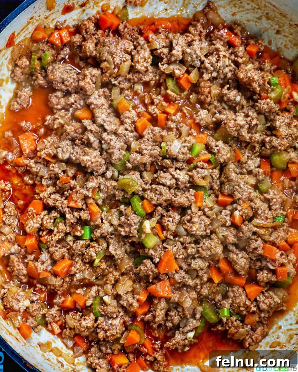Cooked ground lamb with vegetables