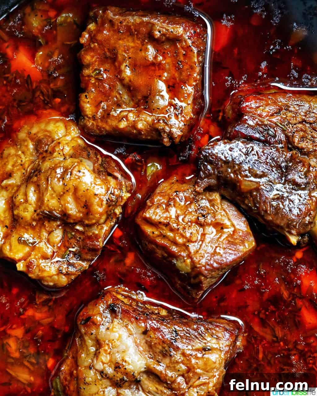 beef short ribs cooked in a Dutch oven.