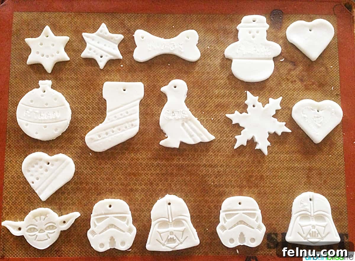 Baking Soda Clay Keepsake Decorations 4 Baking sheet filled with baking soda ornaments