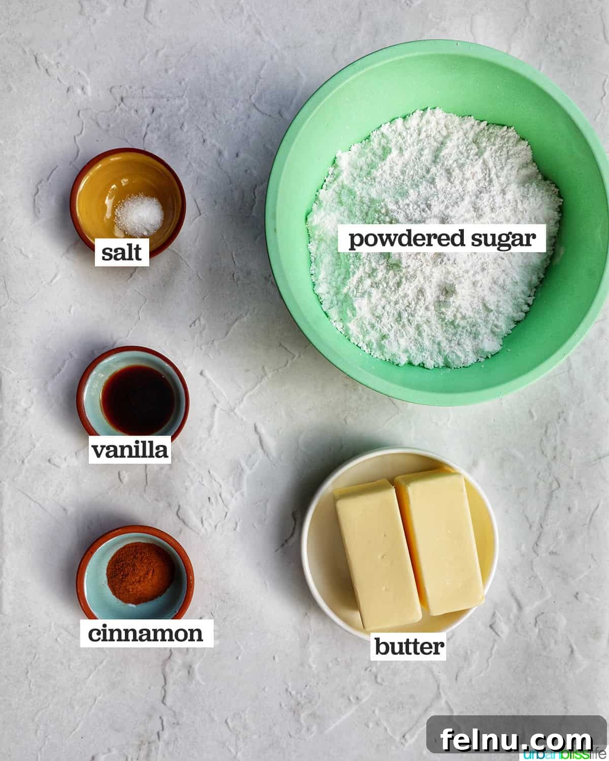 Cinnamon Swirl Delights 5 Ingredients to make cinnamon buttercream frosting.
